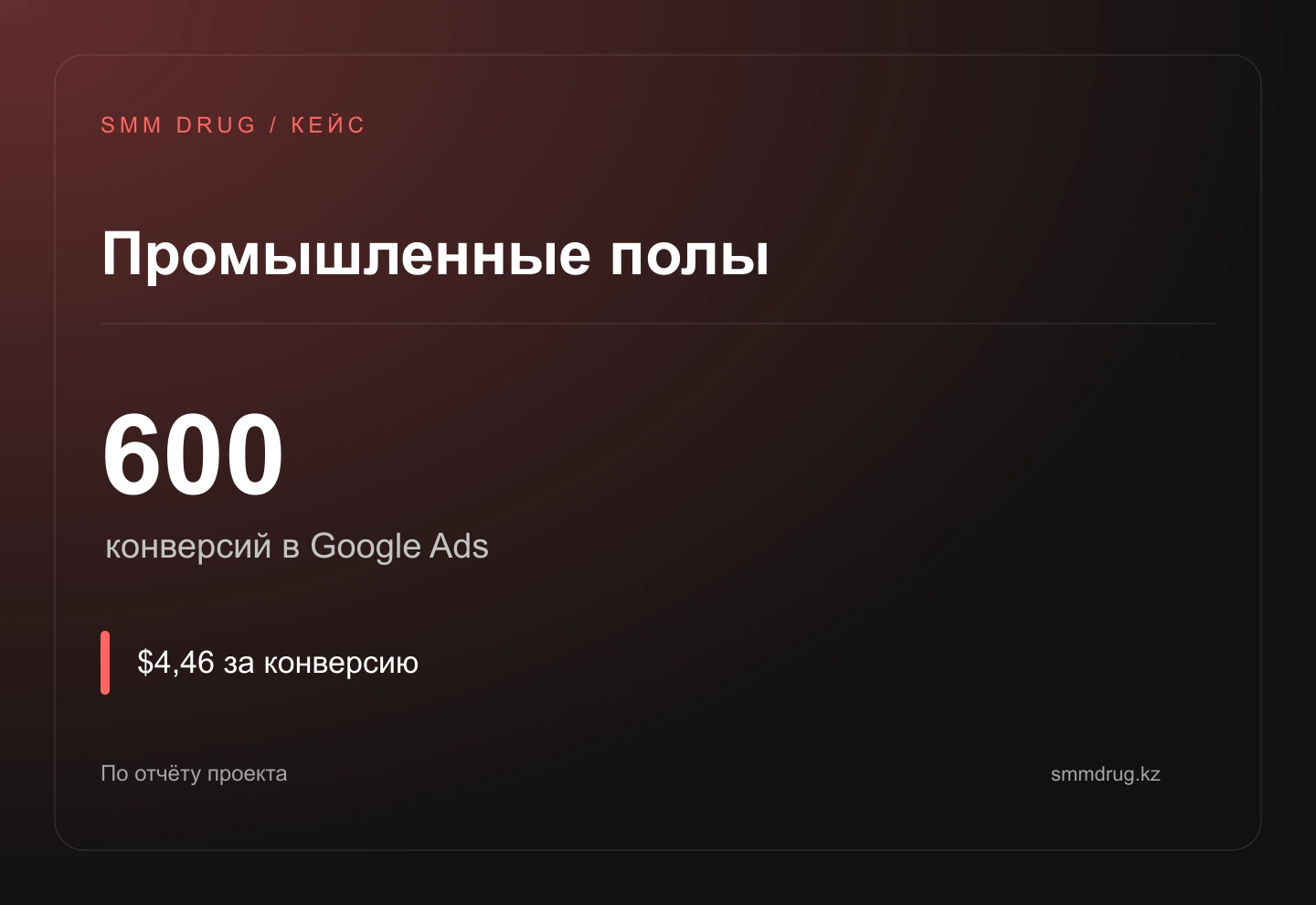 Промышленные полы: 600 конверсий из медийной рекламы Google